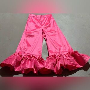 Vibrant Pink Ruffled Wide Leg Pants